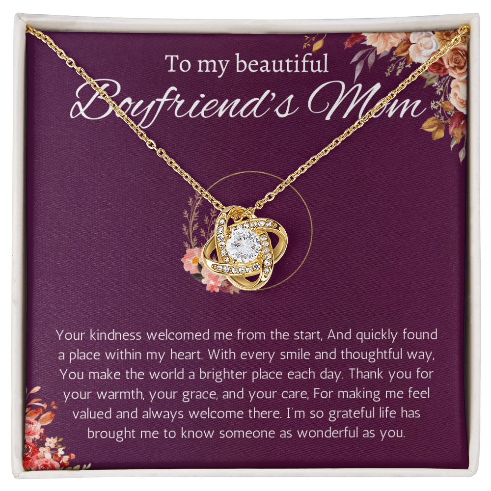 Boyfriends Mom Gift Necklace, Gift for Boyfriends mom From Girlfriend Jewelry Love Knot Present