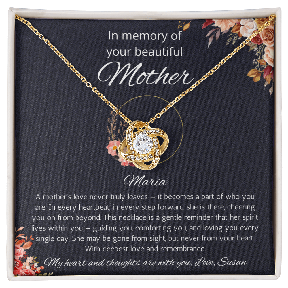 Loss of Mother Memorial Gift Necklace, Sympathy Gift for Daughter Jewelry, In Memory of Mom, Condolence Gift, Love Knot Gift Necklace