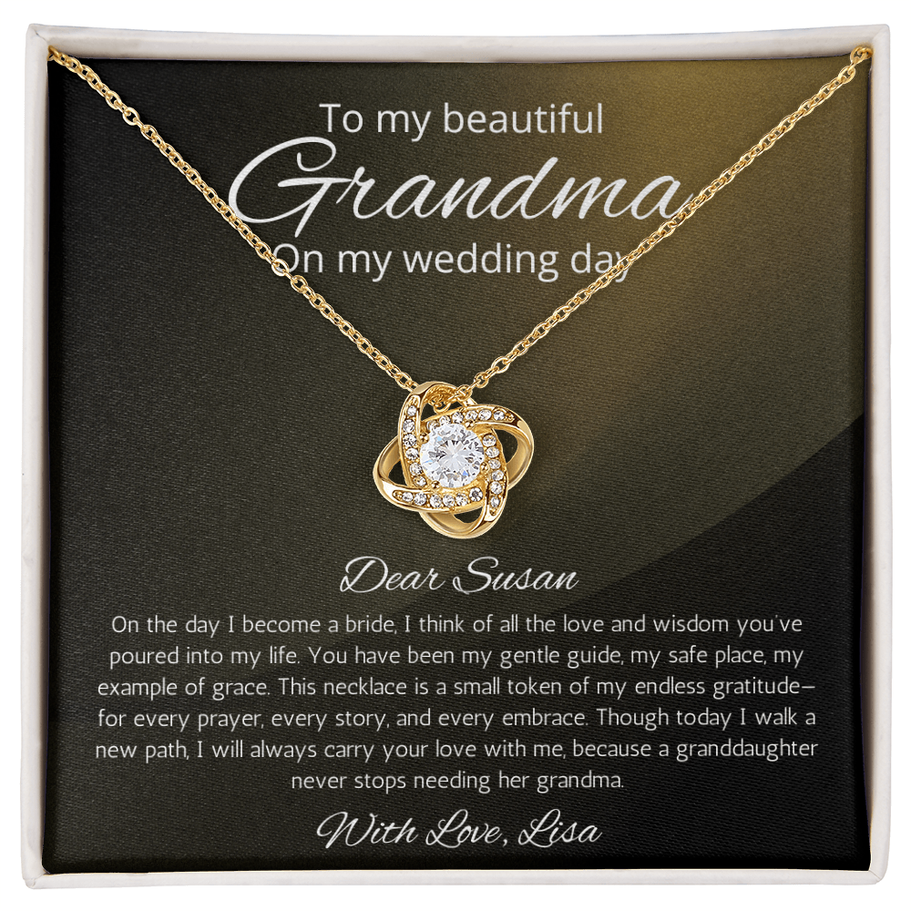 Grandmother of the Bride Gift Necklace Love Knot Gift Necklace For Grandma for Wedding Jewelry from Granddaughter Bride Gift
