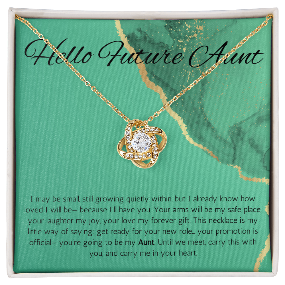 Future Aunt Gift Necklace, Promoted to Auntie, Message Card Present For Pregnancy, Gender Reveal, Babyshower Love Knot Jewelry