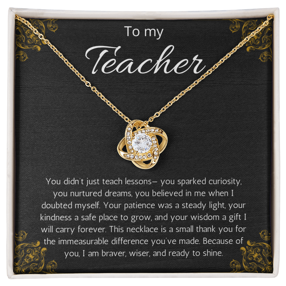 Teacher Gift Appreciation Present Love Knot Necklace, Thank you Present from Students, End of class, Farewell Jewelry
