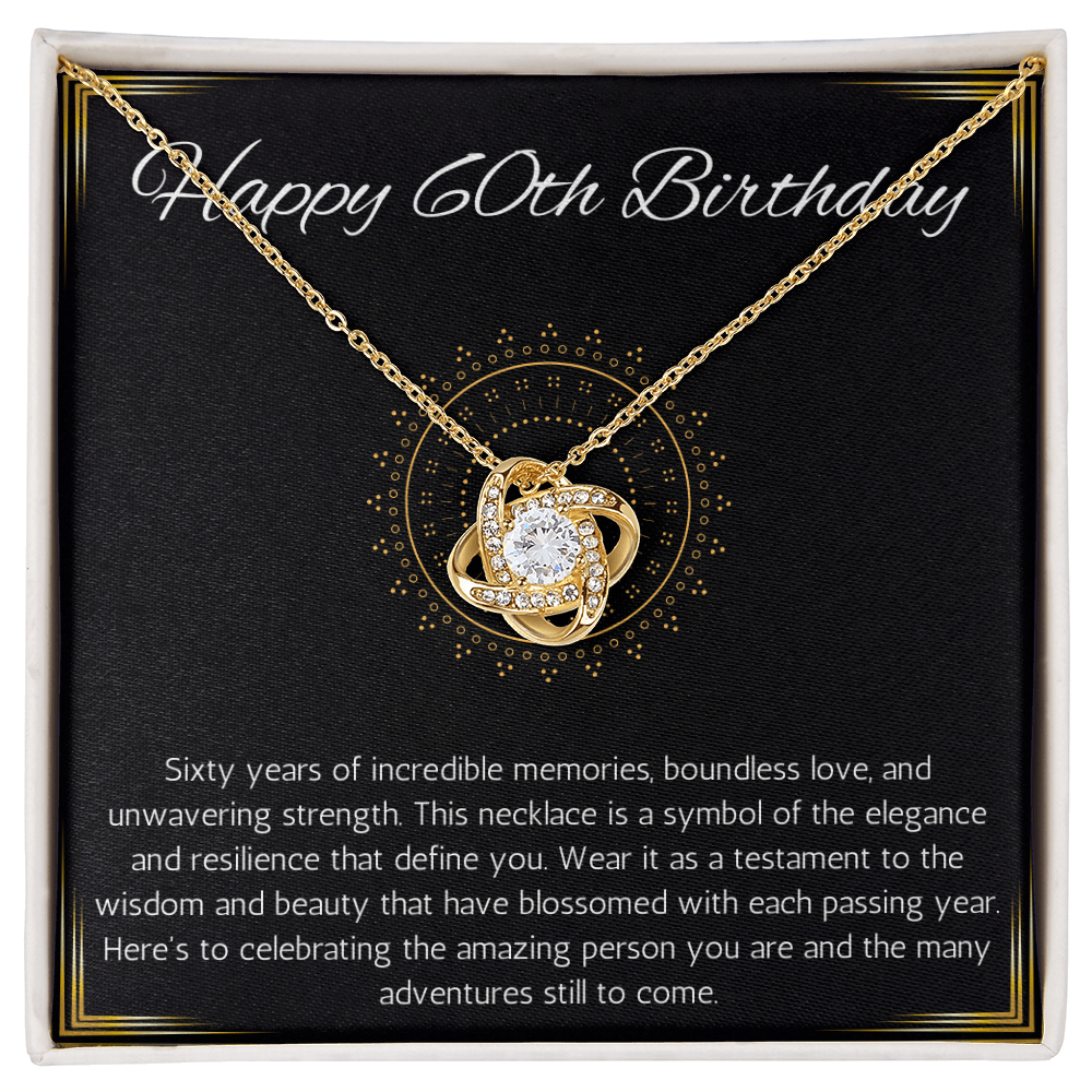 60th birthday gift for women, 60th birthday gift necklace for mom, grandma, nana, sister love knot gift jewelry for 60th birthday, turnin