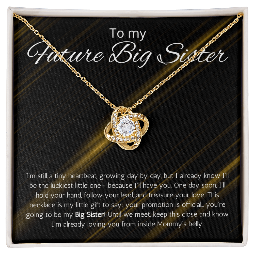Promoted to Big Sister Gift Necklace Pregnancy Reveal Announcement Love Knot Jewelry Present