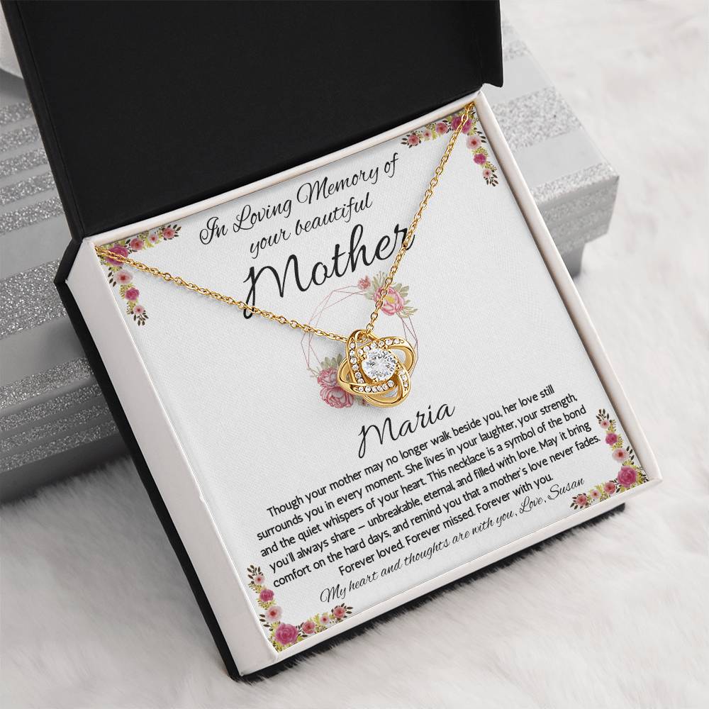 Sympathy Gift Loss of Mother, Memorial Gift for Loss of Mother, Jewelry for Daughter, In Memory of Mom, Condolence Gift, Loss of Mom Gift, Love Knot Necklace