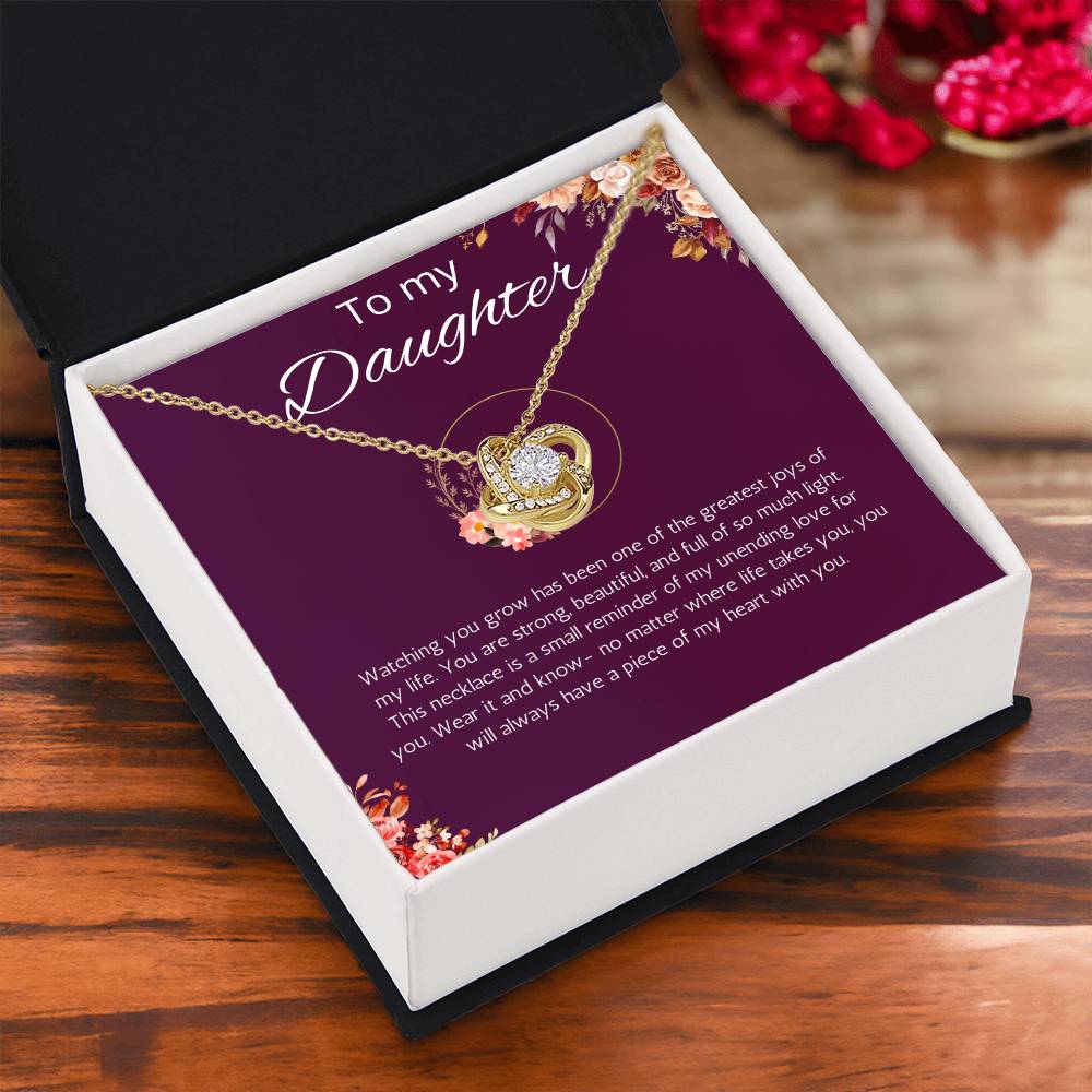 Daughter Gift Necklace from Mom, Dad Birthday Gift for Daughter Graduation Gift Jewelry Christmas Gift from Father Love Knot Necklace