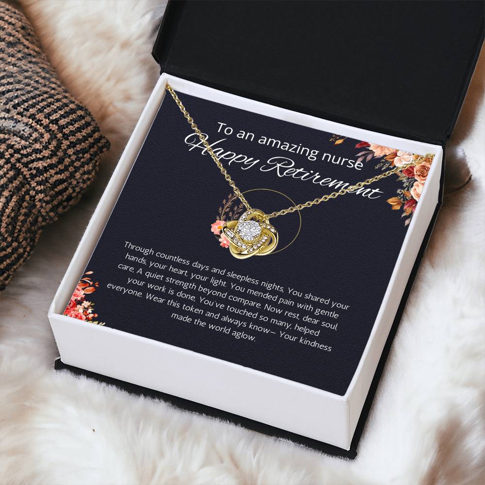 Nurse Retirement Gift, Love Knot Necklace For Nurse Retirement, Jewelry Gift For Retired Nurse, RN Retired Gifts, Nurse Retirement Party Gift