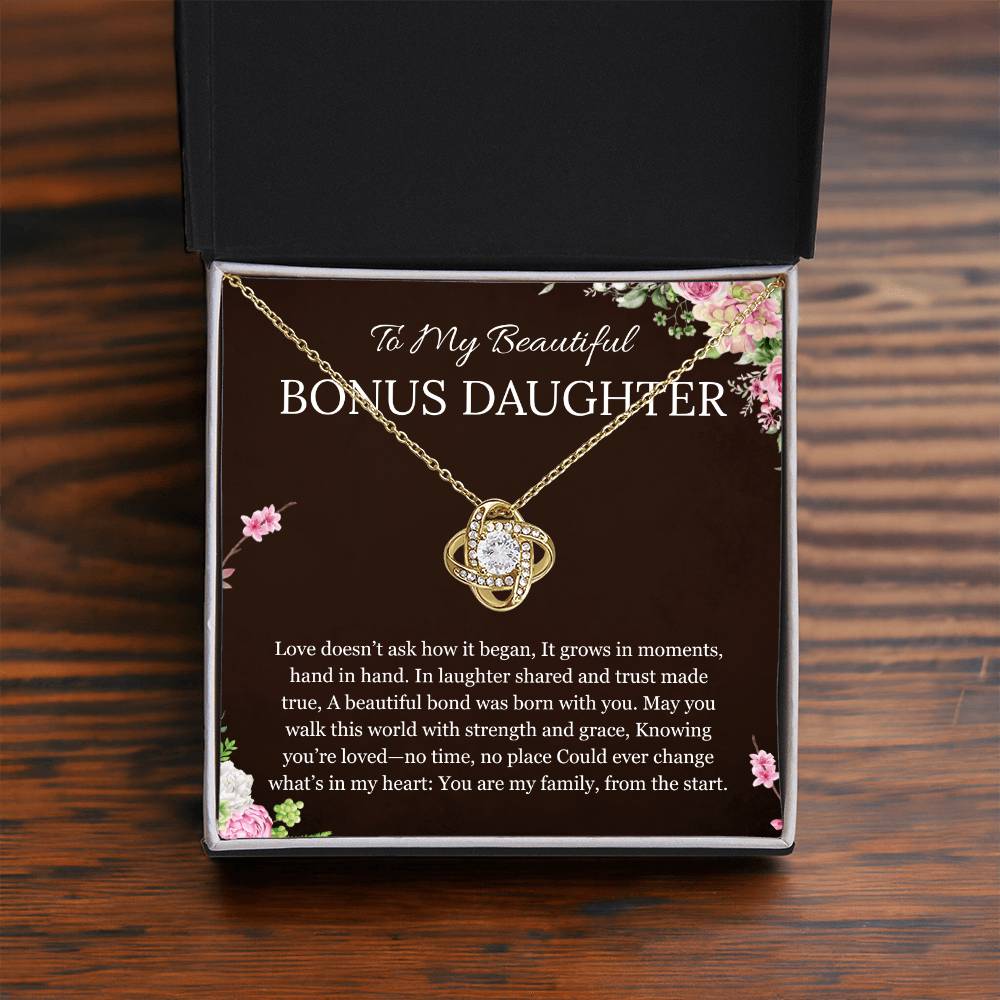 Step Daughter Gift Necklace, Gift Necklace for Bonus Daughter, Stepdaughter Birthday, Wedding Gift, Love Knot Necklace from Step Dad Mom