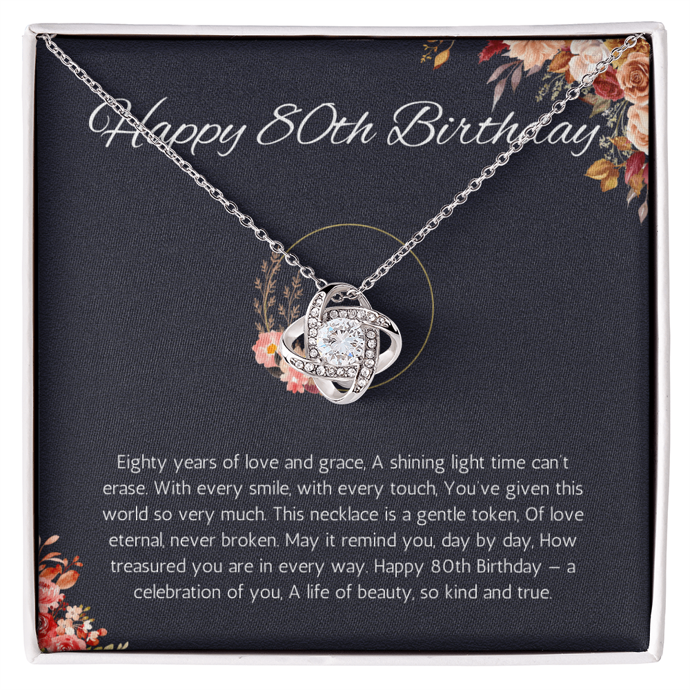 80th birthday gift for women, 80th birthday gift for mom, love knot gift necklace grandma, nana, 80th birthday jewelry necklace, turning 80
