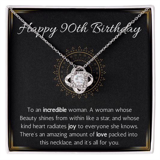 Happy 90th Birthday Jewelry Gift for Woman Turning 90 Necklace With Message Card, 90th Birthday Gift Necklace For Sister, Friend, Wife, Luxury Box