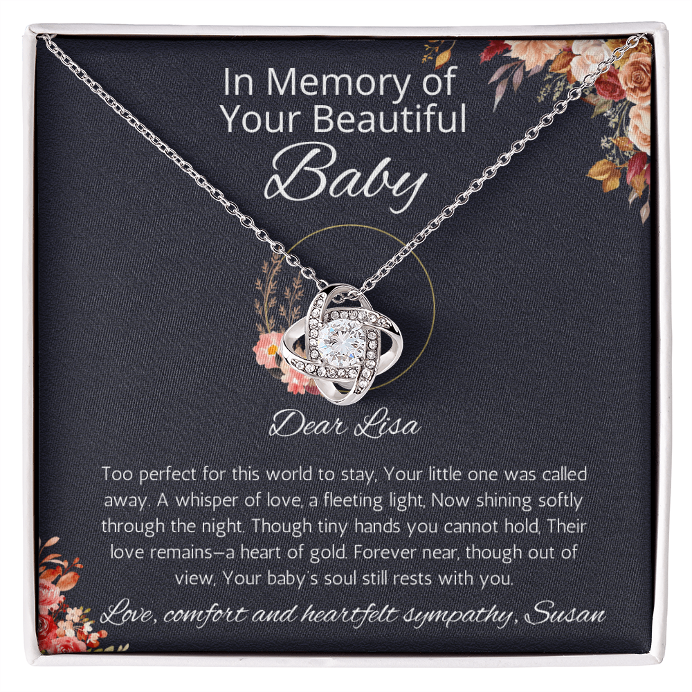 Baby Loss Gift, Infant Loss Gift, Personalized Love Knot Necklace, Loss of Baby Jewelry, Pregnancy Loss, Condolence Gift Necklace for mom