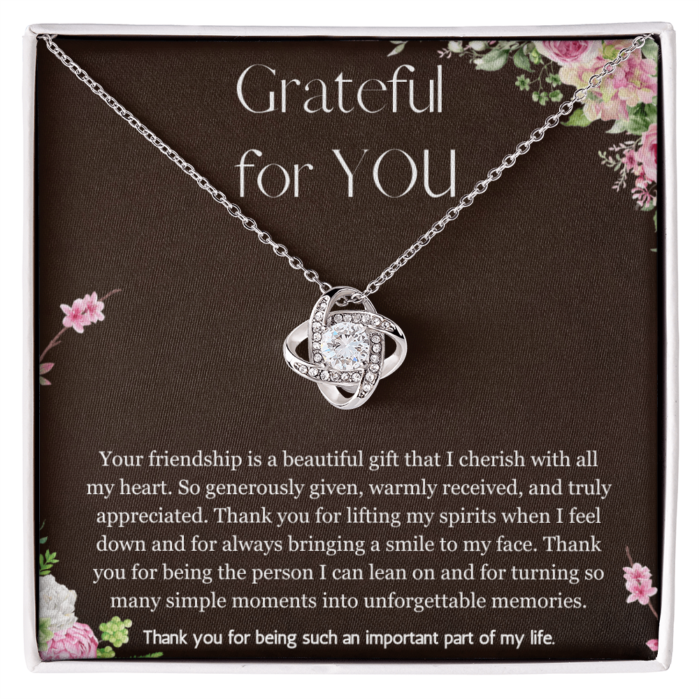 Appreciation Gift Thank you Gift for Friend,  Best Friend Gift, Gratitude Gift, Best Friend Necklace Love Knot Jewelry