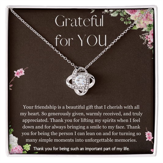 Appreciation Gift Thank you Gift for Friend,  Best Friend Gift, Gratitude Gift, Best Friend Necklace Love Knot Jewelry