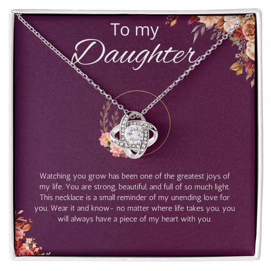 Daughter Gift Necklace from Mom, Dad Birthday Gift for Daughter Graduation Gift Jewelry Christmas Gift from Father Love Knot Necklace