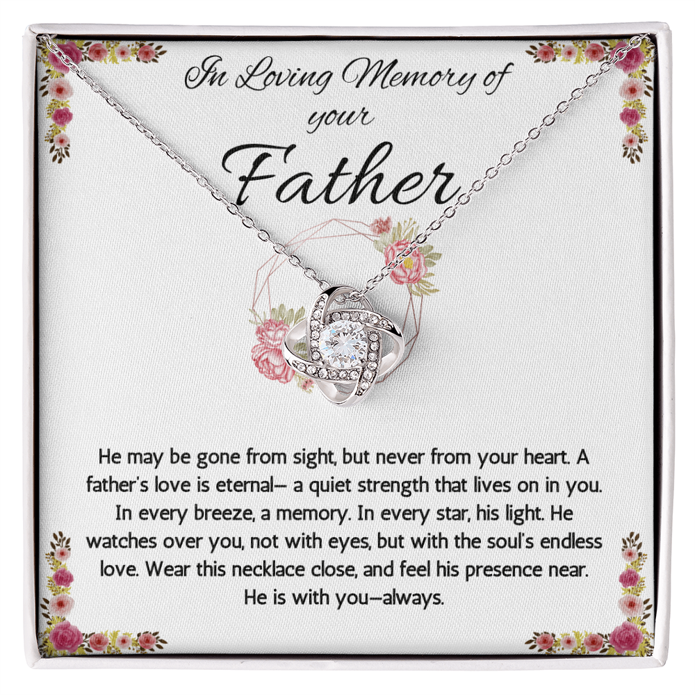 Loss of Father Gift, Dad Memorial Jewelry, Condolence, Remembrance, Sorry for your Loss Love Knot Necklace to Daughter