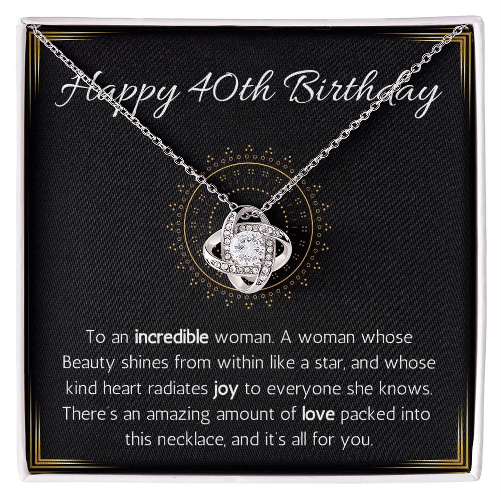 Happy 40th Birthday Jewelry Gift for Woman Turning 40 Necklace With Message Card, 40th Birthday Gift Necklace For Sister, Friend, Wife, Mom