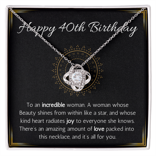 Happy 40th Birthday Jewelry Gift for Woman Turning 40 Necklace With Message Card, 40th Birthday Gift Necklace For Sister, Friend, Wife, Mom