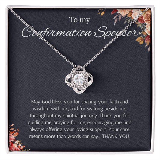 Confirmation Sponsor Gift for Women, Catholic Sponsor Gifts Thank you Gift Sponsor Confirmation Love Knot Jewelry Necklace