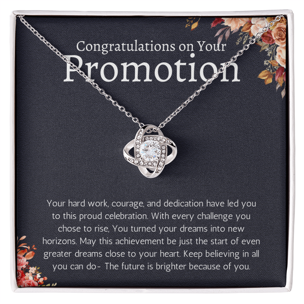 Job Promotion Gifts Necklace for Women Congratulations Gift for Coworker, Boss, Friend or Family Love Knot Jewelry