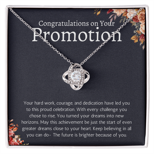 Job Promotion Gifts Necklace for Women Congratulations Gift for Coworker, Boss, Friend or Family Love Knot Jewelry