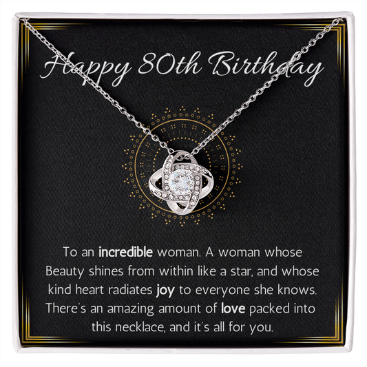 Happy 80th Birthday Jewelry Gift for Woman Turning 80 Necklace With Message Card, 80th Birthday Gift Necklace For Sister, Friend, Wife, Mom, Grandma