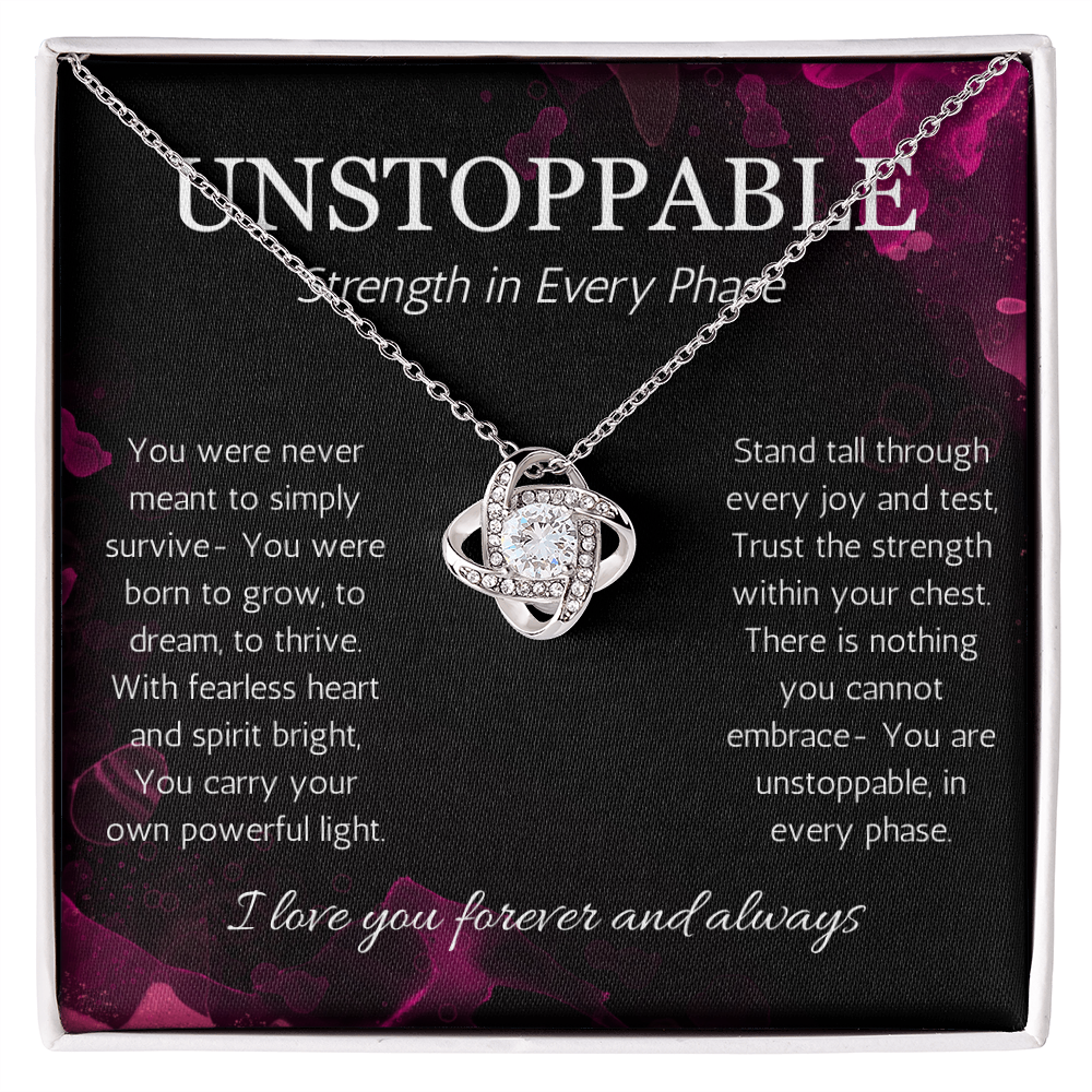 Empowerment Necklace, Resilience Necklace Unstoppable Strong Woman Jewelry Gift Love Knot Present