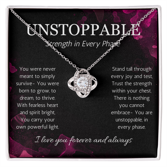 Empowerment Necklace, Resilience Necklace Unstoppable Strong Woman Jewelry Gift Love Knot Present