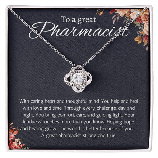 Pharmacist Gift Love Knot Necklace Graduation, Retirement, Appreciation, Christmas, Birthday or Thank You Present
