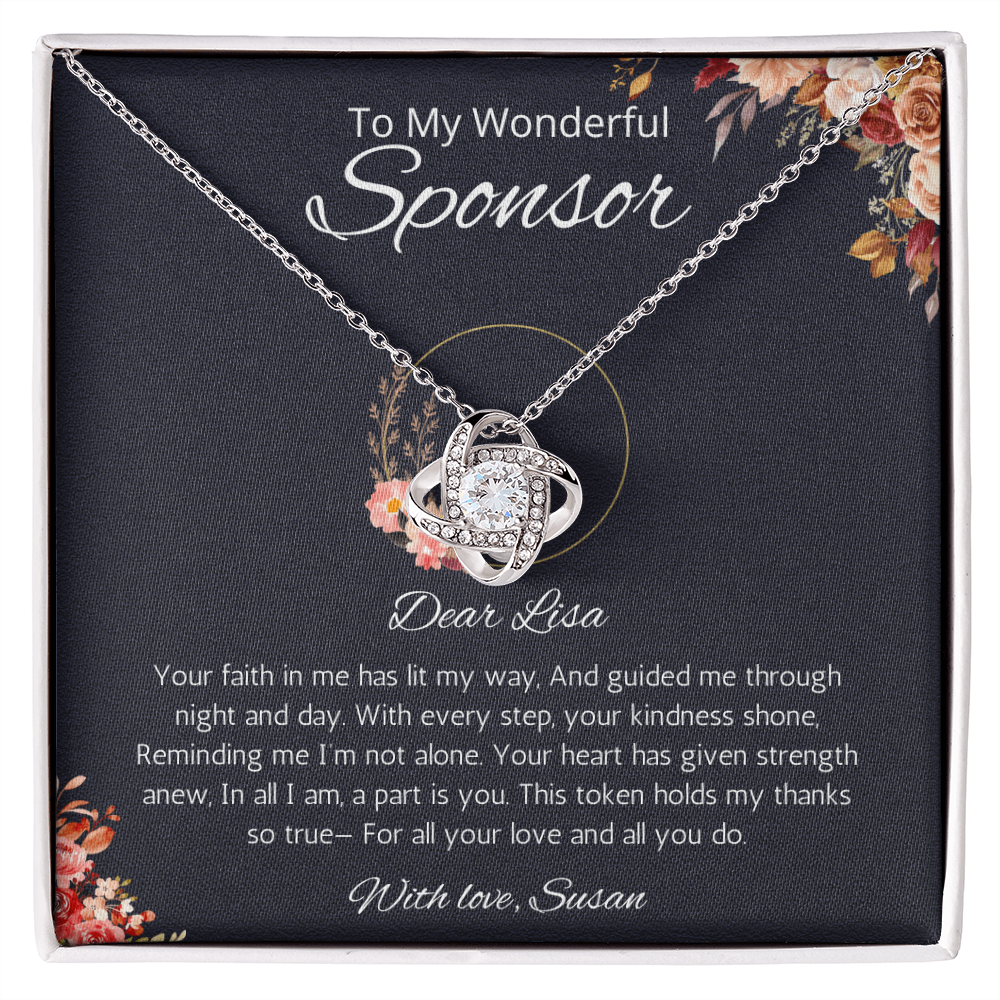 Sponsor Gift Necklace, Personalized Love Knot Necklace For Sponsor, Wedding sponsor Gift, Confirmation Gift Necklace for Sponsor