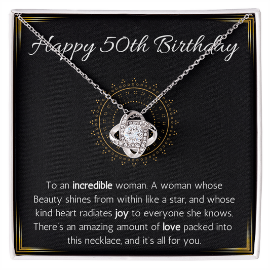 Happy 50th Birthday Jewelry Gift for Woman Turning 50 Necklace With Message Card, 50th Birthday Gift Necklace For Sister, Friend, Wife, Mom