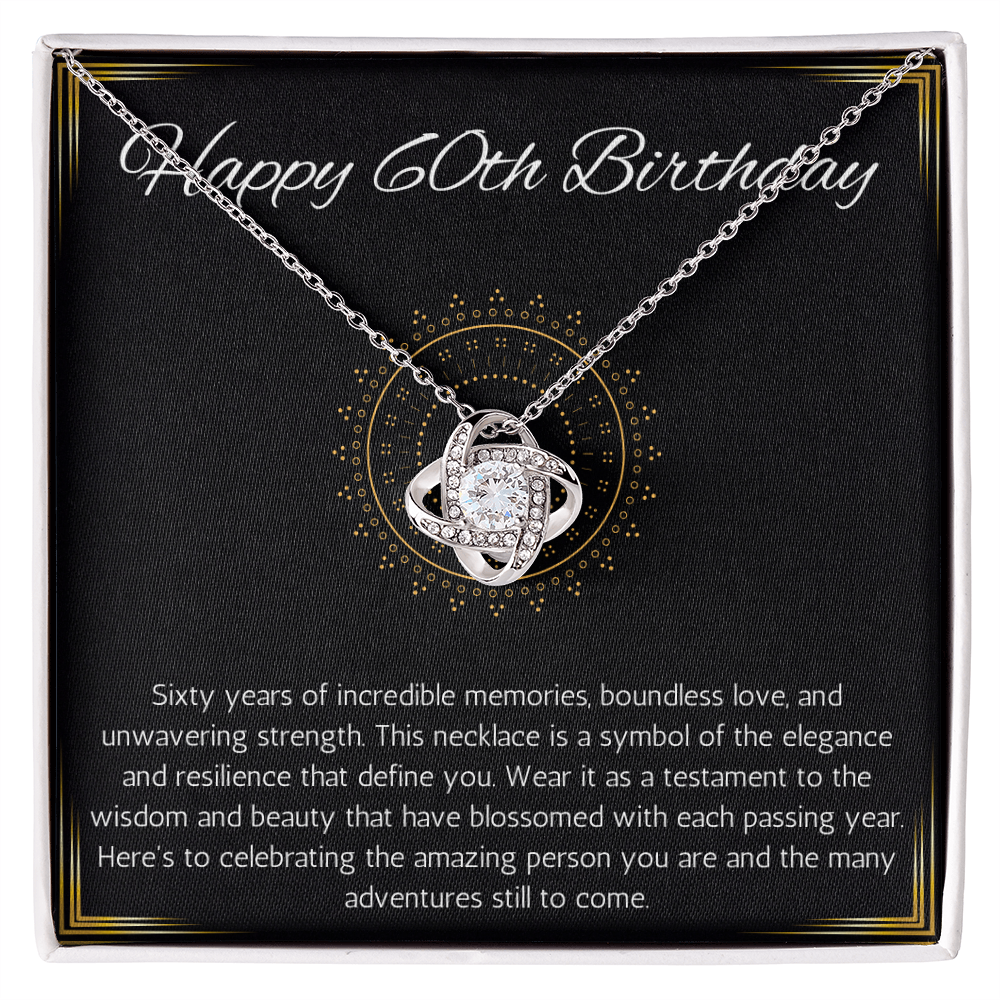 60th birthday gift for women, 60th birthday gift necklace for mom, grandma, nana, sister love knot gift jewelry for 60th birthday, turnin