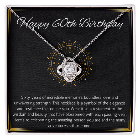 60th birthday gift for women, 60th birthday gift necklace for mom, grandma, nana, sister love knot gift jewelry for 60th birthday, turnin