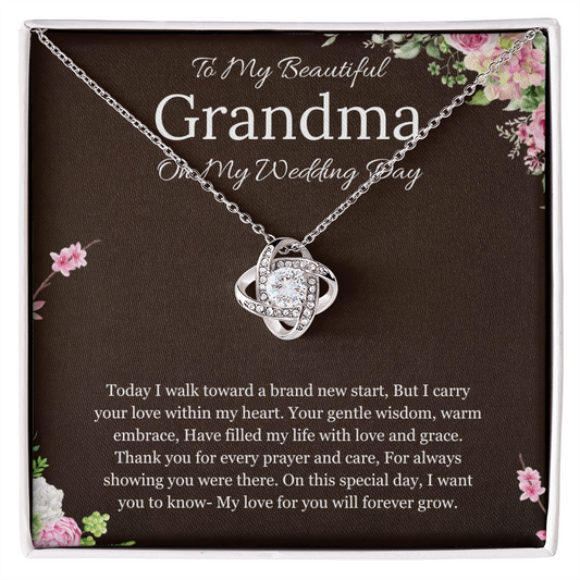 Grandmother of the Bride Gift to Grandma Wedding Gift for Grandma of the Bride Grandmother Wedding Necklace Love Knot Jewelry
