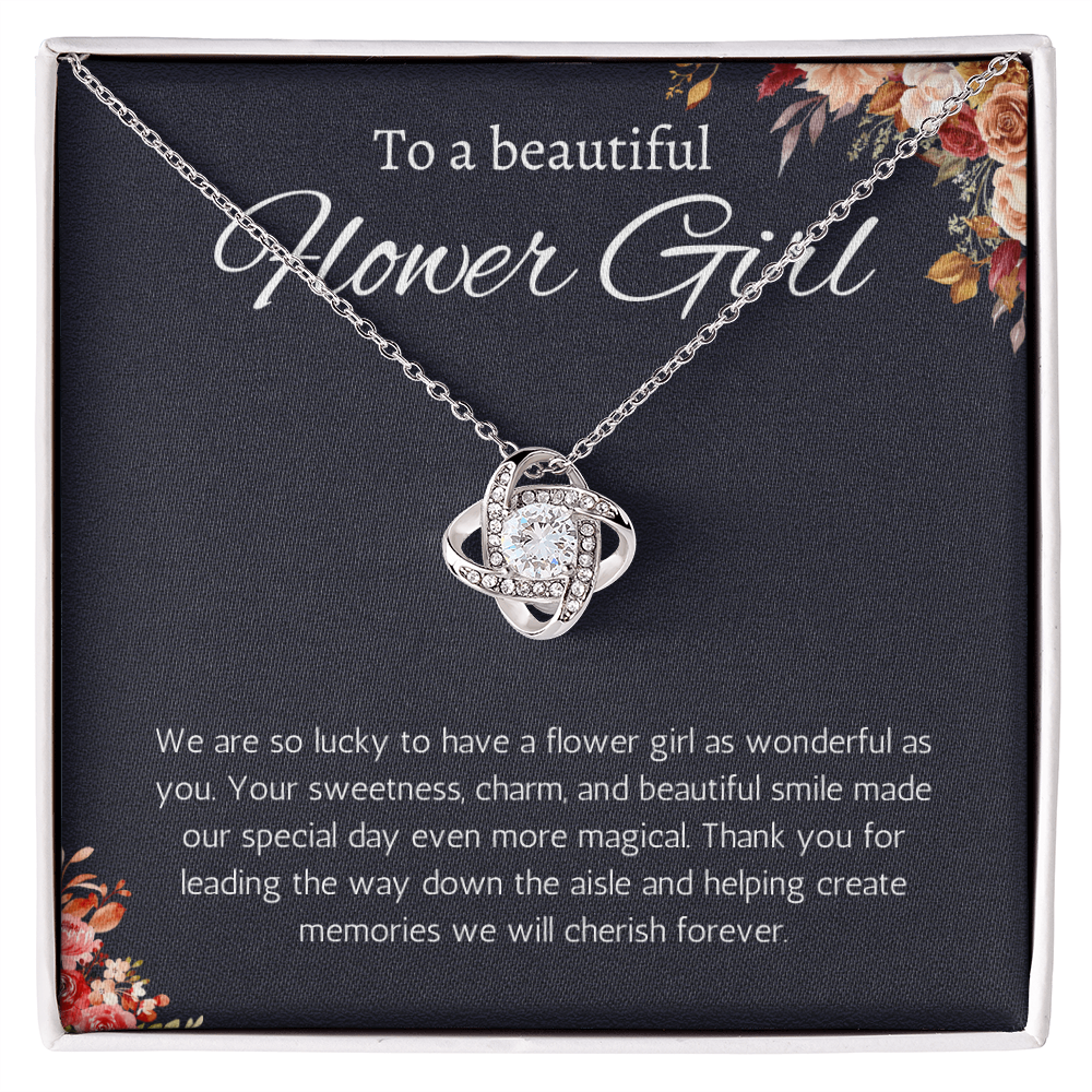 Flower Girl Gift Necklace Flower Girl Thank You Gift Flower Girl Wedding Gift Wedding Bridal Party Love knot Jewelry