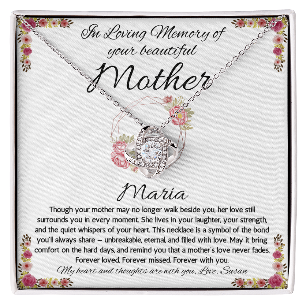 Sympathy Gift Loss of Mother, Memorial Gift for Loss of Mother, Jewelry for Daughter, In Memory of Mom, Condolence Gift, Loss of Mom Gift, Love Knot Necklace
