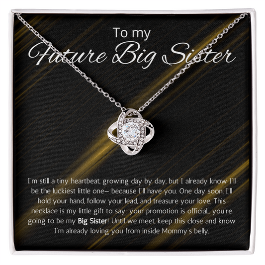 Promoted to Big Sister Gift Necklace Pregnancy Reveal Announcement Love Knot Jewelry Present