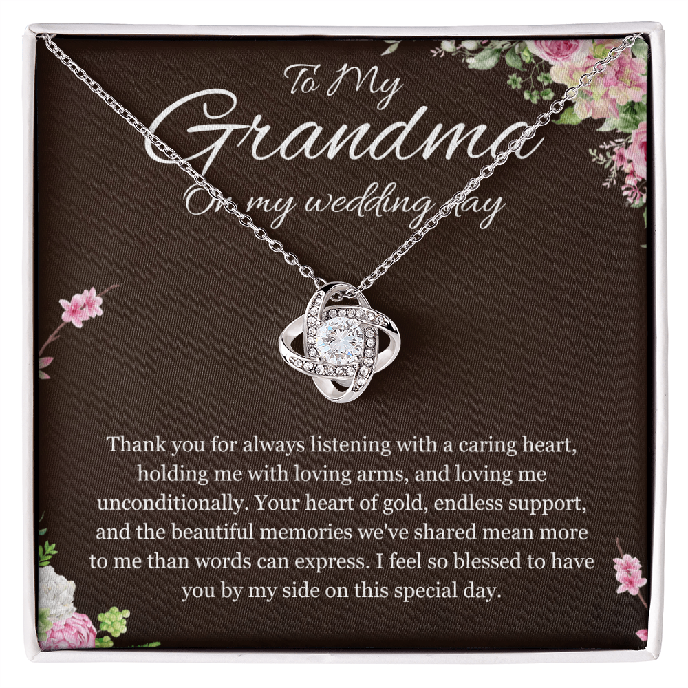 Grandmother of the Bride Gift Necklace Gift to Grandma on Wedding Day Bride Jewelry Love Knot  Present