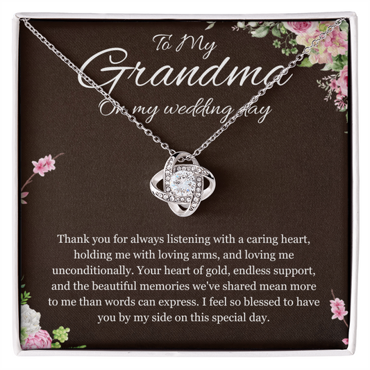 Grandmother of the Bride Gift Necklace Gift to Grandma on Wedding Day Bride Jewelry Love Knot  Present
