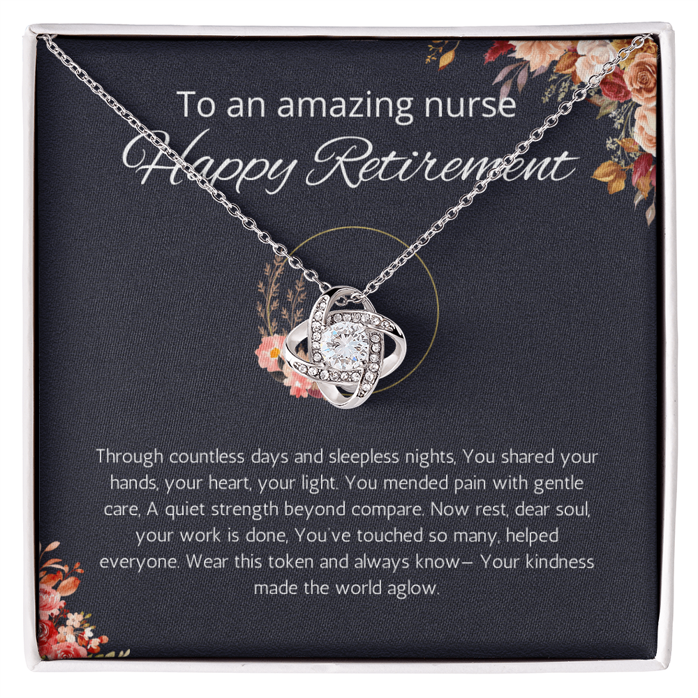 Nurse Retirement Gift, Love Knot Necklace For Nurse Retirement, Jewelry Gift For Retired Nurse, RN Retired Gifts, Nurse Retirement Party Gift