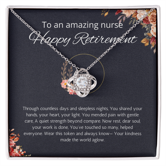 Nurse Retirement Gift, Love Knot Necklace For Nurse Retirement, Jewelry Gift For Retired Nurse, RN Retired Gifts, Nurse Retirement Party Gift
