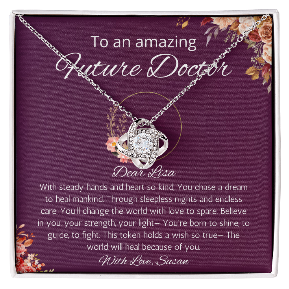 Future Doctor Gift Necklace, Personalized Love Knot Gift Jewelry For Doctor, Medical Student Gift Necklace, Med Student Gift