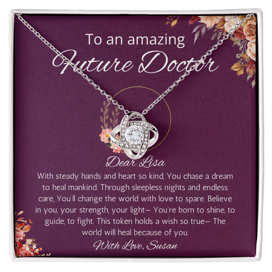 Future Doctor Gift Necklace, Personalized Love Knot Gift Jewelry For Doctor, Medical Student Gift Necklace, Med Student Gift