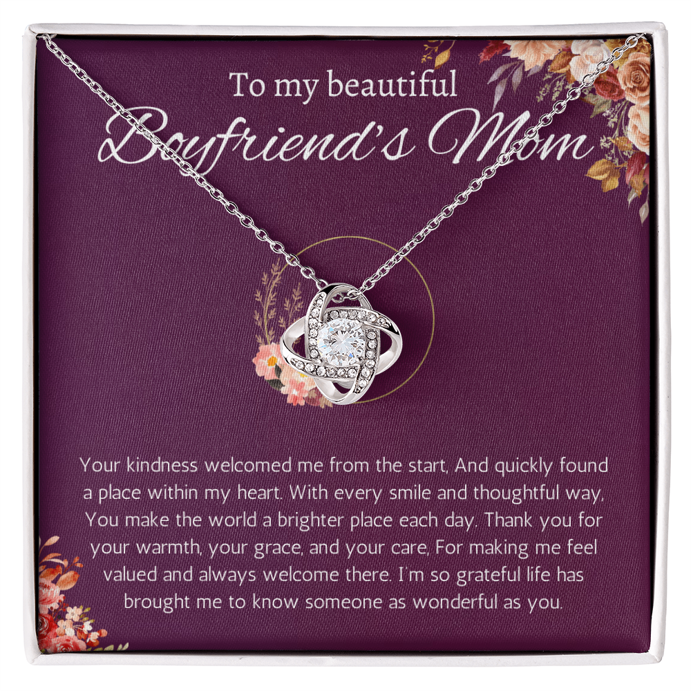 Boyfriends Mom Gift Necklace, Gift for Boyfriends mom From Girlfriend Jewelry Love Knot Present