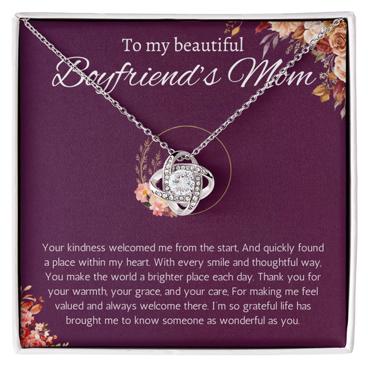 Boyfriends Mom Gift Necklace, Gift for Boyfriends mom From Girlfriend Jewelry Love Knot Present