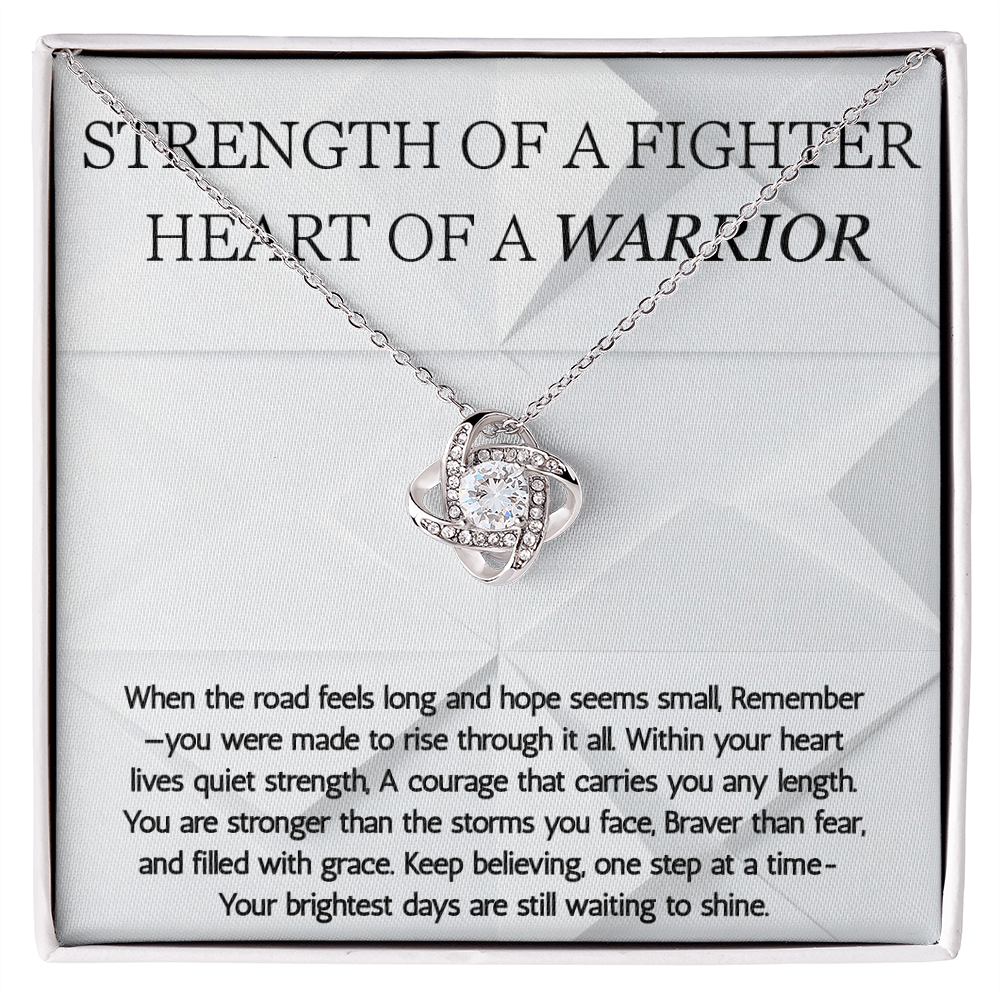 Warrior Love Knot Necklace, Strength of a Fighter Jewelry, Encouragement Gift