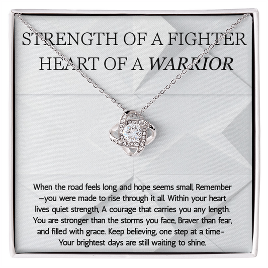 Warrior Love Knot Necklace, Strength of a Fighter Jewelry, Encouragement Gift