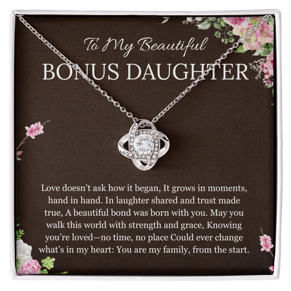 Step Daughter Gift Necklace, Gift Necklace for Bonus Daughter, Stepdaughter Birthday, Wedding Gift, Love Knot Necklace from Step Dad Mom