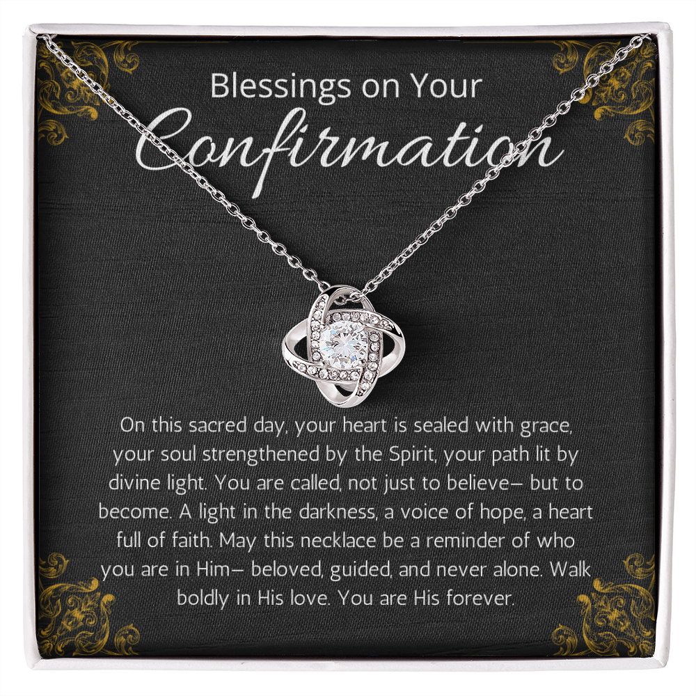 Confirmation Gift For Girls, Love Knot Necklace For Daughter, Meaningful Message Jewelry Christian Religious Present for Women