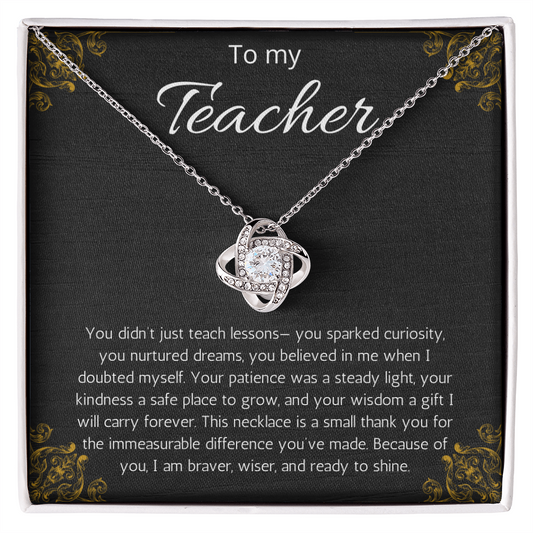Teacher Gift Appreciation Present Love Knot Necklace, Thank you Present from Students, End of class, Farewell Jewelry