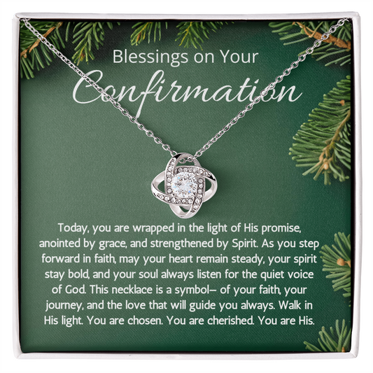 Confirmation Gifts For Girls, Love Knot Necklace For Daughter, Meaningful Message Jewelry Christian Religious Present for Women
