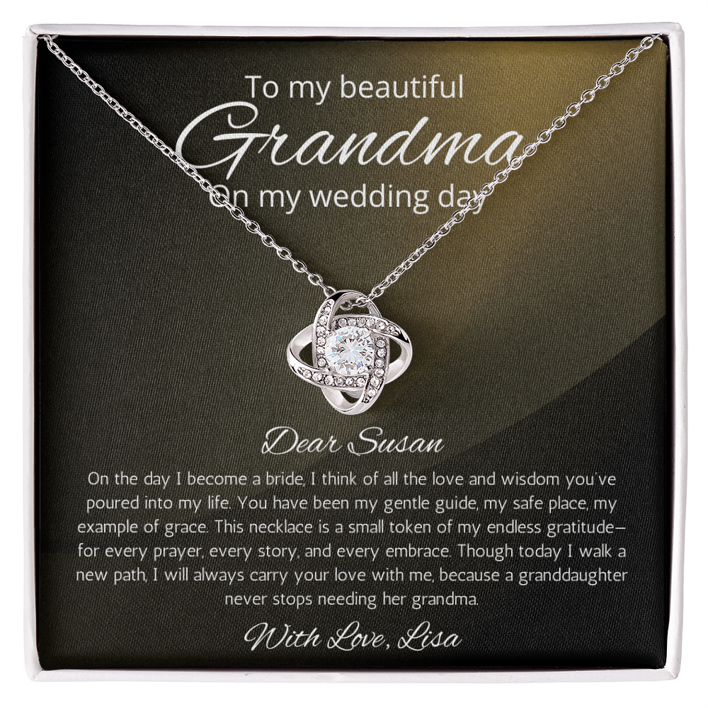 Grandmother of the Bride Gift Necklace Love Knot Gift Necklace For Grandma for Wedding Jewelry from Granddaughter Bride Gift